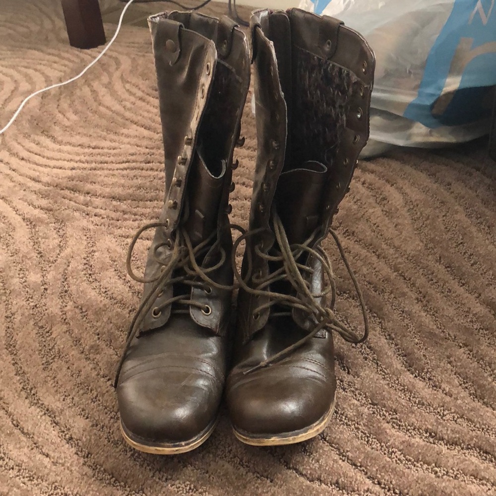Madden Girl Brown Zipper Combat Boots